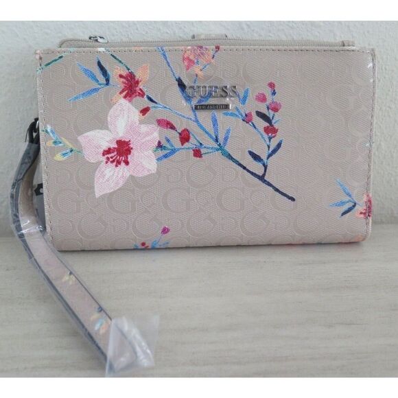 Guess FF805690 Women's Taupe Floral Radko SLG Wristlet Clutch Wallet Phone Case - Picture 6 of 12